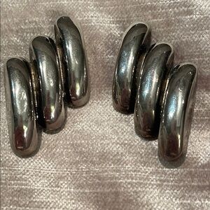 Ellen Designs Vintage 90’s Silver Modern Sculptural Earrings
